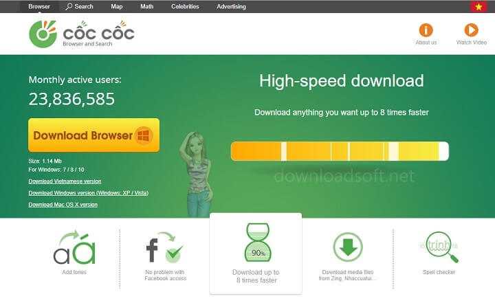 Download Côc Côc Free Web Browser Start 8 Times Faster